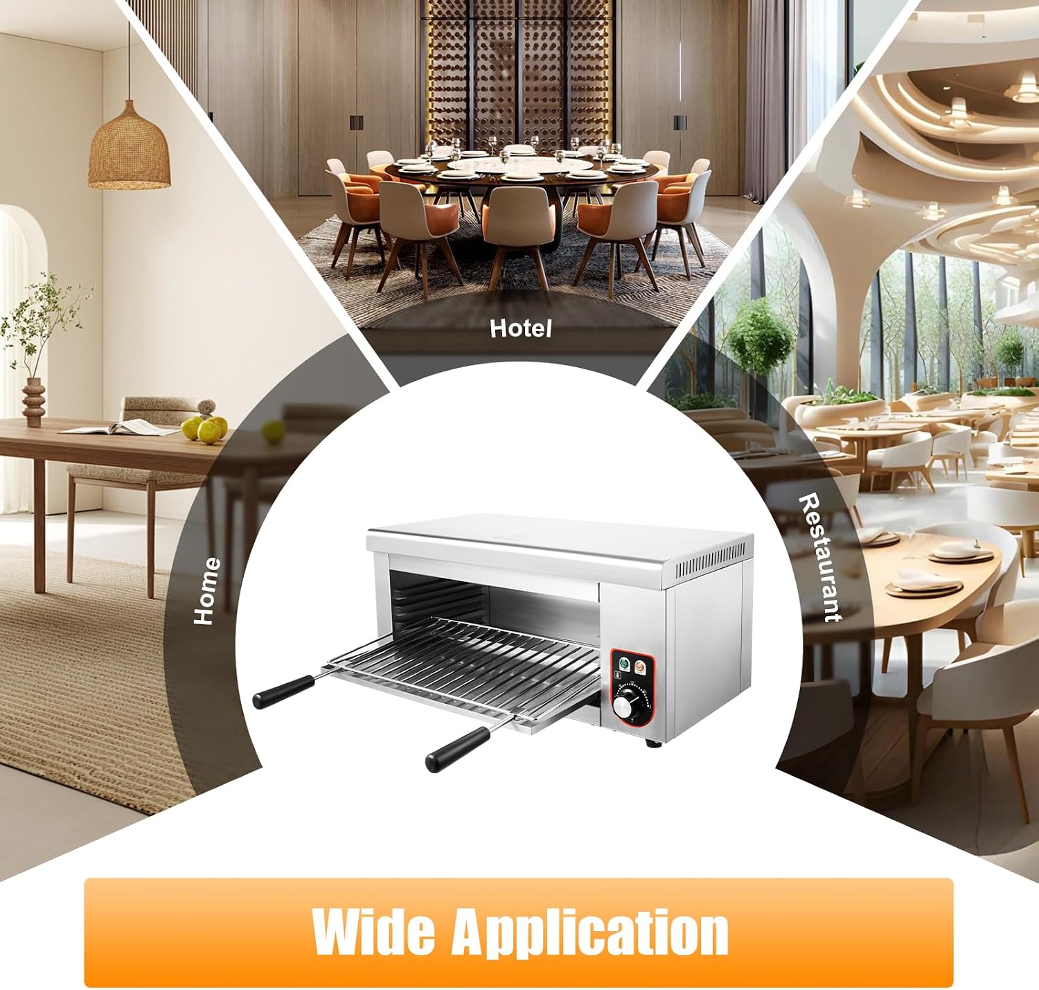 1500W Electric Cheese Melter Machine, 110V Electric Cheese Melter Cheesemelter Grill 122-572°F Stainless Steel Toaster Oven Countertop Salamander Broiler Grill for Restaurant Kitchen Home Toast