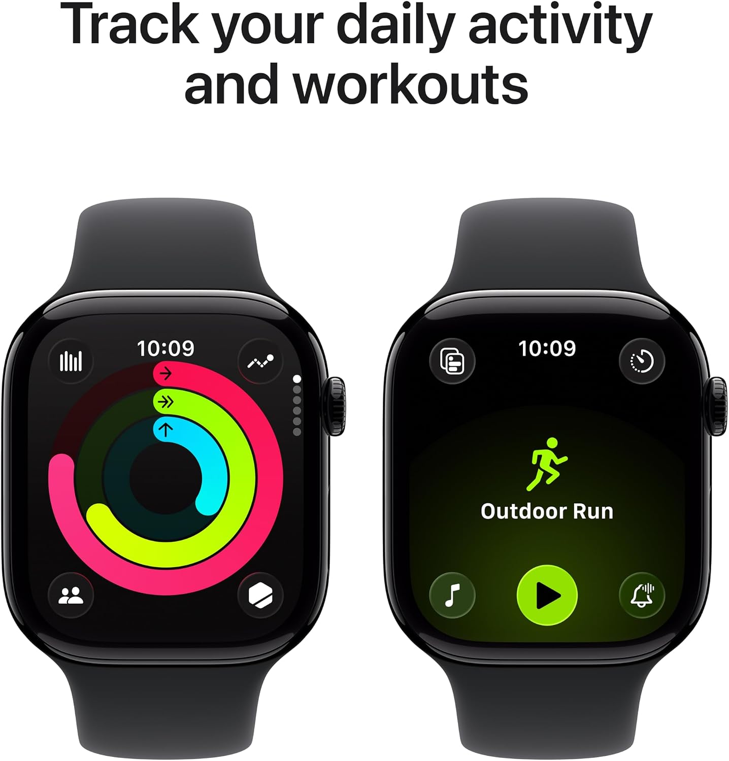 Apple Watch Series 11 [GPS 46mm] Smartwatch with Jet Black Aluminum Case with Black Sport Band - M/L. Sleep Score, Fitness Tracker, Health Monitoring, Always-On Display, Water Resistant