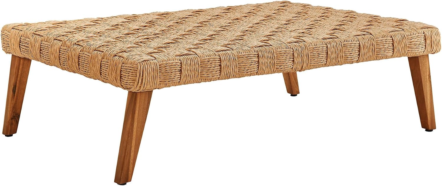 Modway Thames 4 Piece Outdoor Patio Furniture Set in Natural Light Gray - Wicker Rattan Conversation Set with Loveseat, Armchairs, and Coffee Table - All-Weather Deep Seating Backyard Collection