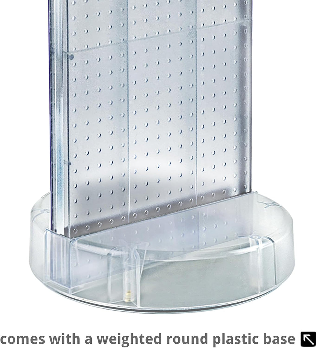 Azar Displays 700780 TWO-SIDED PEGBOARD FLOOR DISPLAY W/C-CHANNEL SIDES ON REVOLVING ROUND STUDIO BASE. PANEL SIZE: 16'W X 60'H, (Charcoal Graphite)