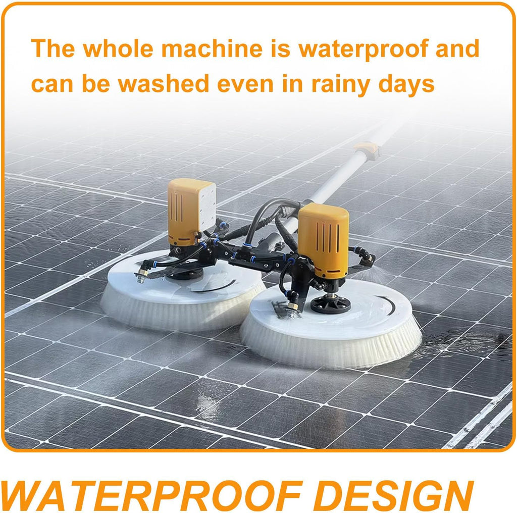 Electric Single Head/Dual Head Solar Panel Cleaning Brush,Single Brush Head Adaptive Angle,Dual Brush Head Water Curtain Quick Cleaning Design,Doublehead-5.5M