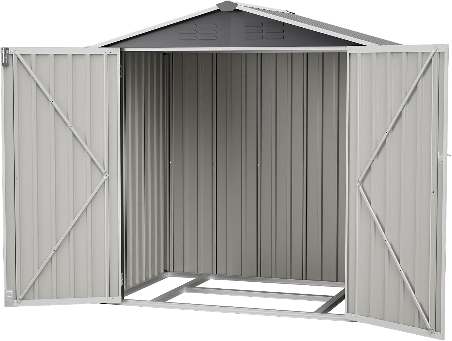 6x4FT Sheds & Outdoor Storage Shed with Lockable Doors, Vent, Heavy Duty Metal Garden Tool Shed for Backyard, Patio, Lawn