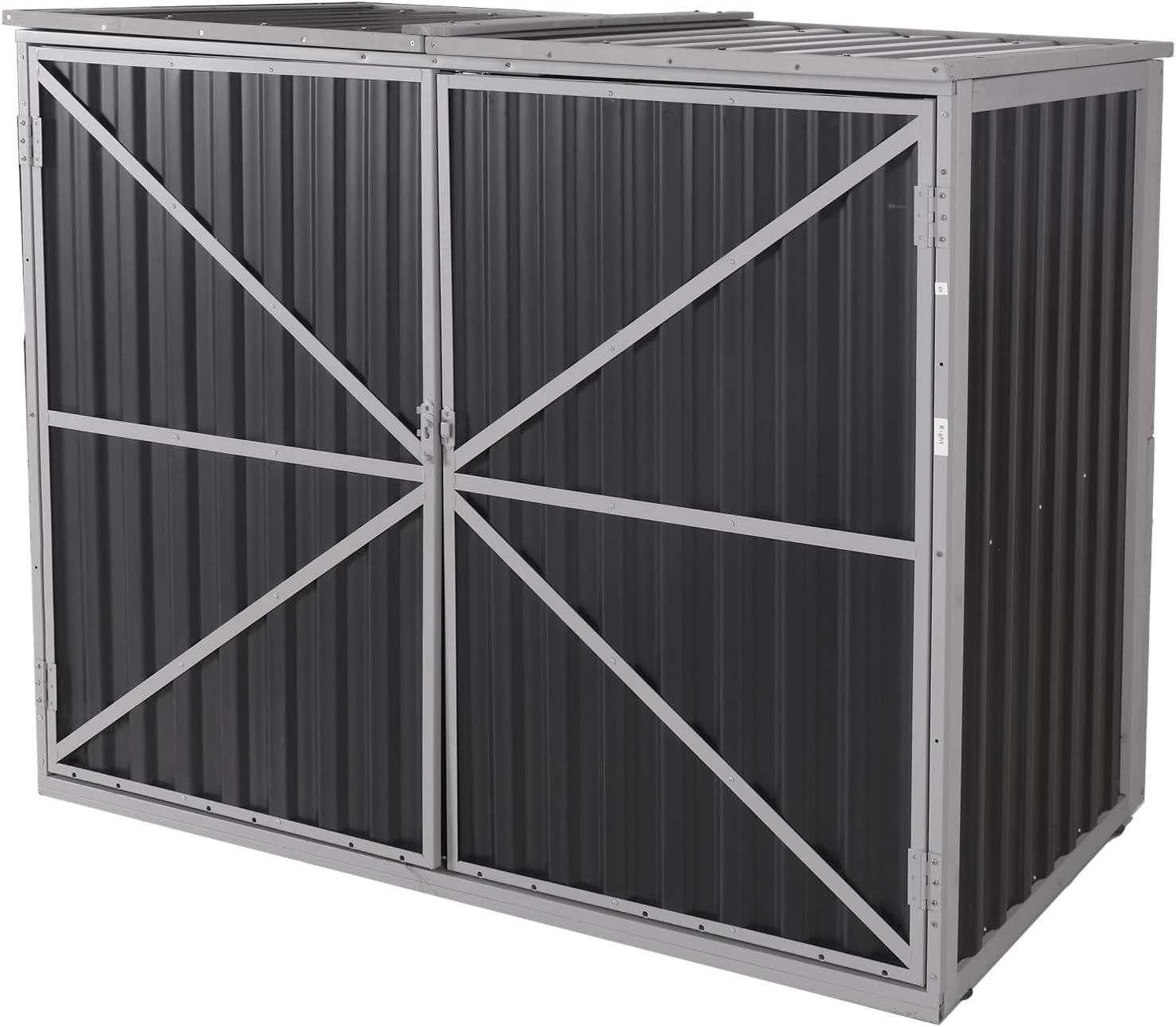 Aivituvin Outdoor Storage Cabinet Trash Can Storage Shed Upgraded with Metal Frame for Garbage Can, Gardening Tools and Accessories 50.4' L x 26.7' D x 41.4' H - Black