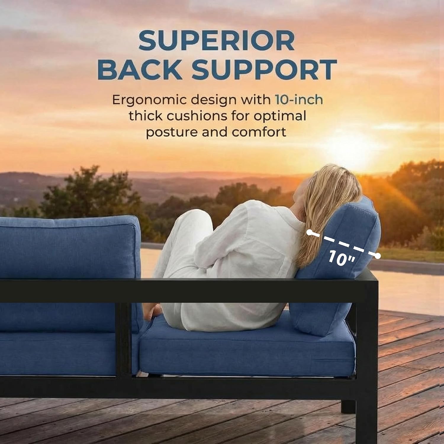 Solaste Aluminum Patio Furniture Set for All Weather, Oversized Metal Outdoor Furniture Set with 27.5' Deep Seating and 3.2' WIde Armrest, Outdoor Patio Conversation Sets with 10'' Back Suport Cushion