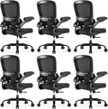 TRALT Ergonomic Office Chair - Desk Chair with Adjustable Headrest Lumbar Support Computer Chair - Mesh Comfy Chair with Flip-up Armrests - Gaming Chair for Adults Home Office PU, Black, Pack of 6
