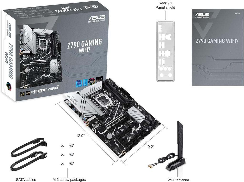 ASUS Z790 GAMING WIFI7 (LGA 1700) ATX motherboard with PCIe 5.0, three M.2 slots, 14+1 DrMOS, DDR5, Realtek 1Gb LAN, HDMI TM, USB 3.2 Gen 2x2 Type-C, front USB 3.2 Gen 1 Type-C, Thunderbolt, Aura Sync