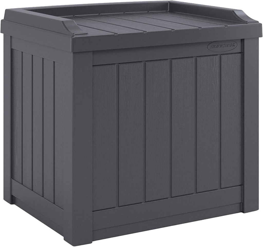 Suncast 2 Pack Small Deck Box Storage w/Bench Seat for Indoor & Outdoor Use, 22 Gal., Cyberspace