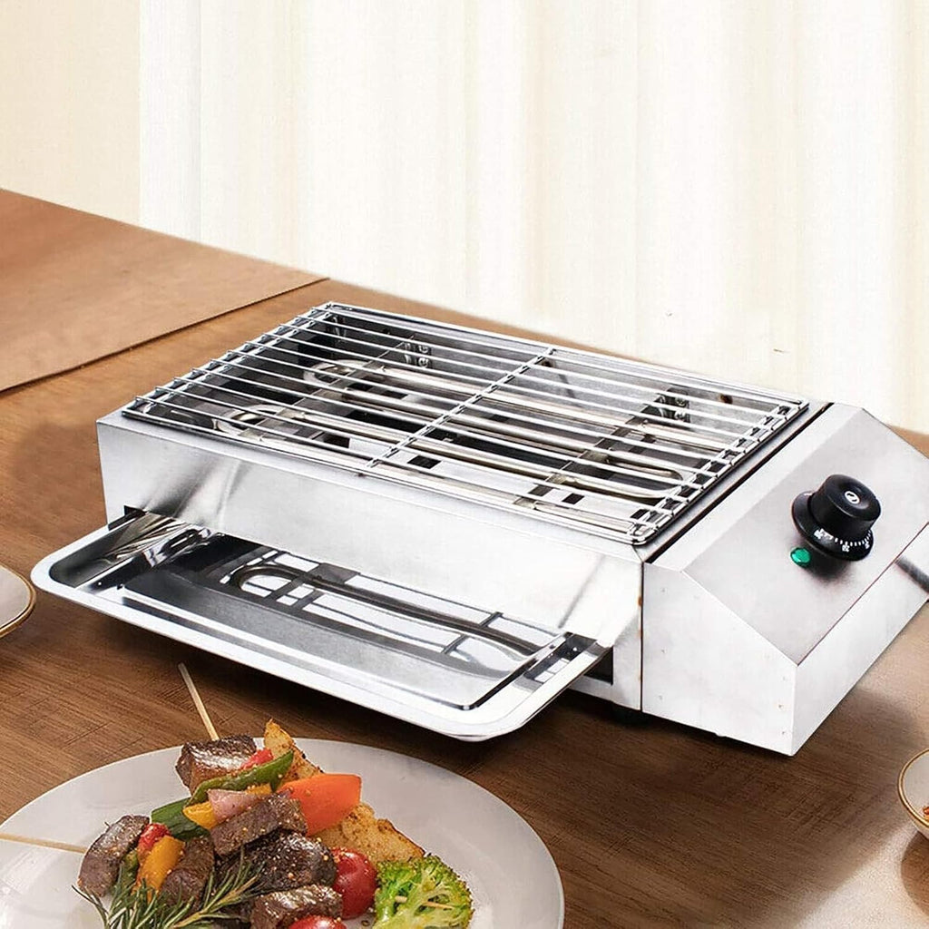 Electric Smokeless Indoor Grill - 2800W Portable BBQ with Temperature Control & Water Drip Tray for Indoor & Outdoor Cooking