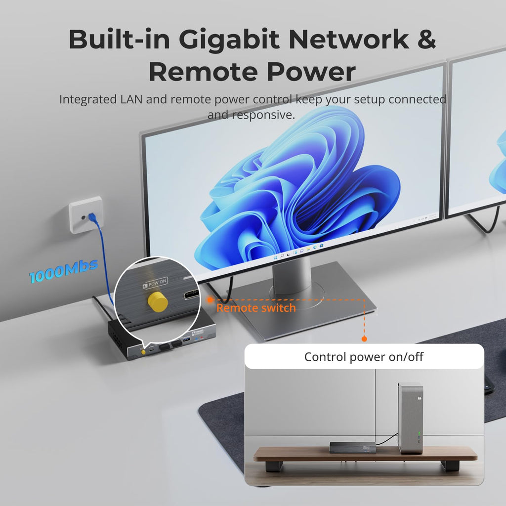TESmart 4K@60Hz HDMI KVM Extender for Dual Monitor – 328ft/100m Over CAT6a, DisplayLink H.265, Gigabit LAN, USB 3.0, EDID, Remote Power, Audio/MIC, Includes Transmitter & Receiver