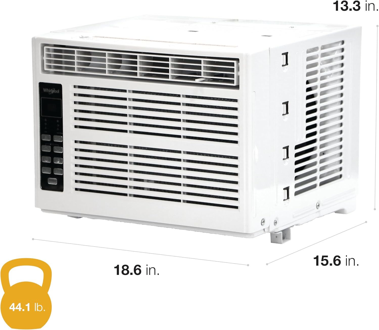 Whirlpool 6,000 BTU Window Air Conditioner with Dehumidifier, 115V, Window AC for Rooms up to 250 Sq. Ft., Living Room, Bedroom, or Kitchen, with Remote Control, Digital Display, and 24H-Timer, White