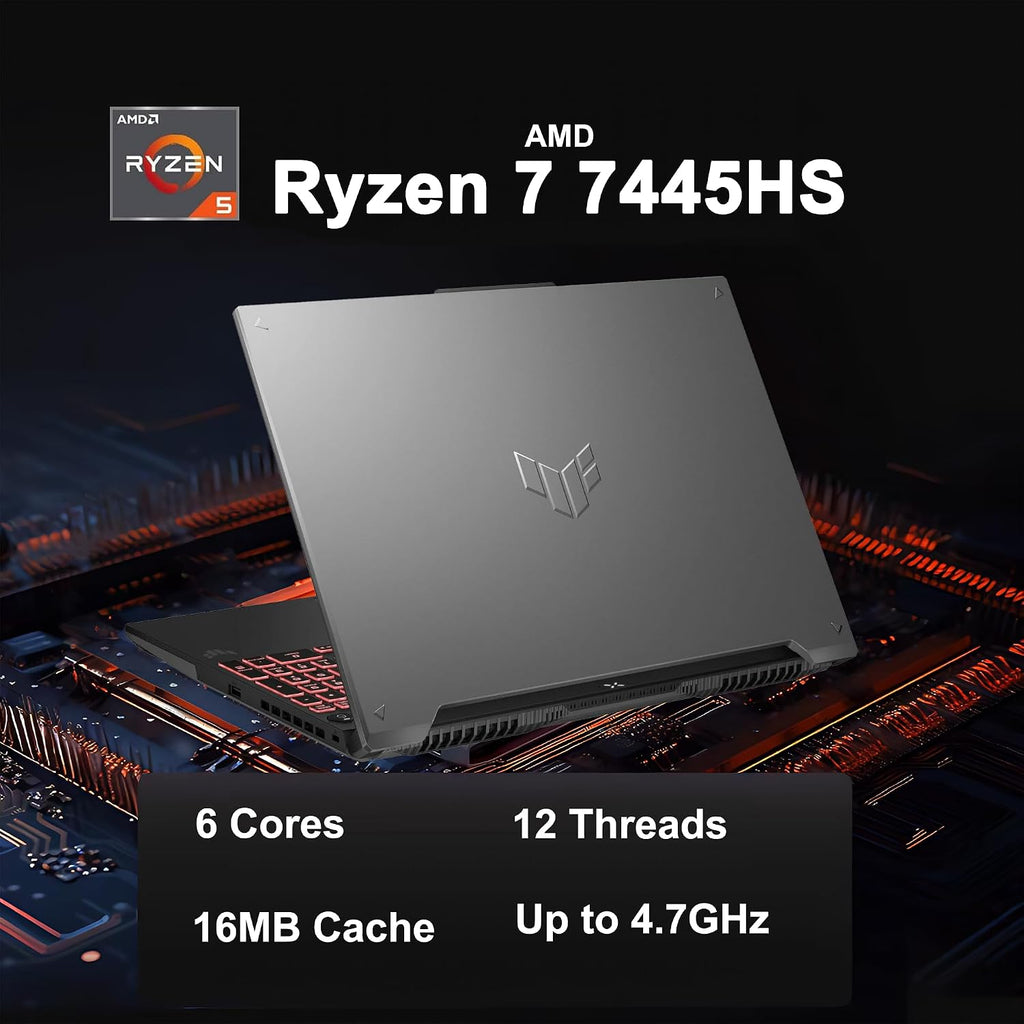 ASUS TUF Gaming A16 Laptop 16' WUXGA IPS 144Hz AMD 6-core Ryzen 7 7445HS 16GB RAM 1TB SSD GeForce RTX 4050 (Up to 194 AI Tops) RGB Backlit USB4 Two-Way AI Noise Cancelation Win11Pro ICP Hub