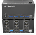 KVM Switch 4 Monitors 2 Computers,USB 3.0 HDMI+DisplayPort Four Monitor KVM for 2 PC Share 4 Display 4USB(204 2H2D)