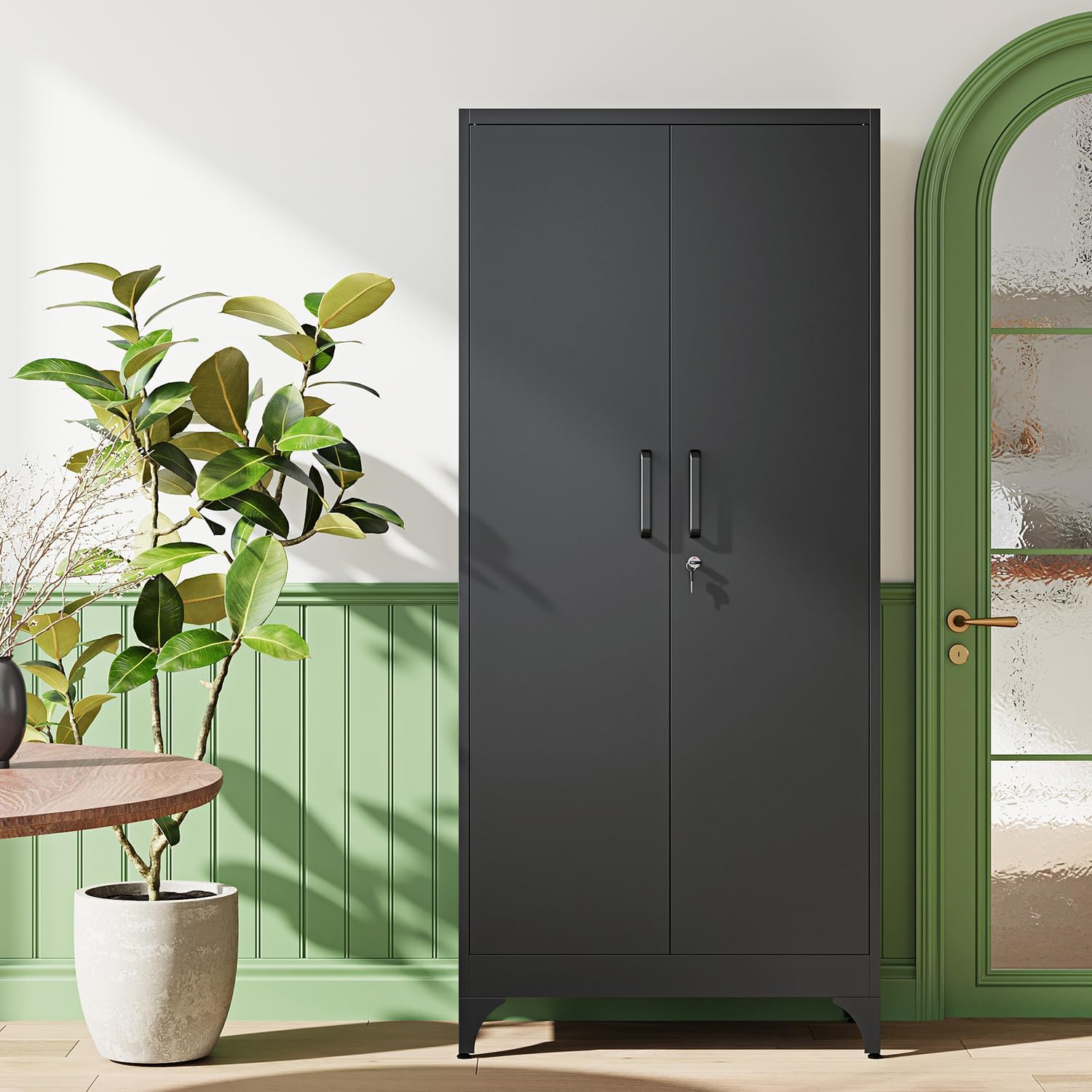 Letaya 71' H Metal Storage Cabinet with 2 Doors and 4 Shelves,Tall Kitchen Pantry Cabinets,Utility Pantry Organizers for Cupboard/Dining/Bathroom/Home Office/Garage, Steel Tool Cabinets