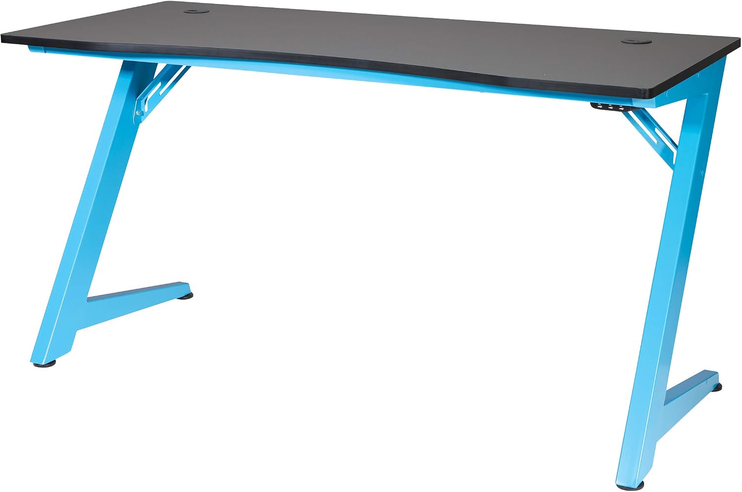 OSP Home Furnishings Beta Battlestation Gaming Desk with Bluetooth RGB LED Lights, Matte Blue