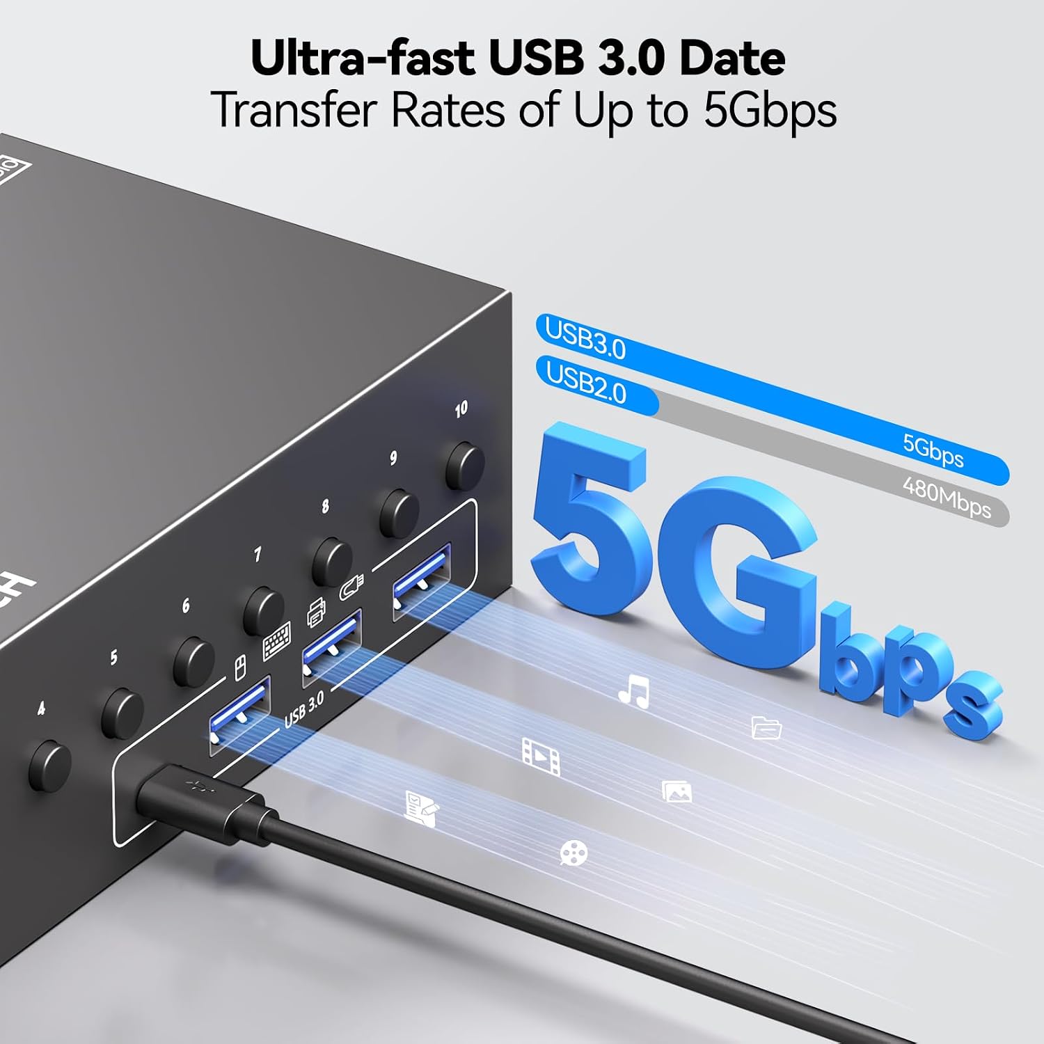 8 Port DisplayPort KVM Switch 4K@60Hz EDID Simulation, USB 3.0 DP KVM Switch for 8 Computers Share 1 Monitor and 4 USB Devices, Audio RS232,Wired Remote, 12V Power Supply & 8 USB Cables Included