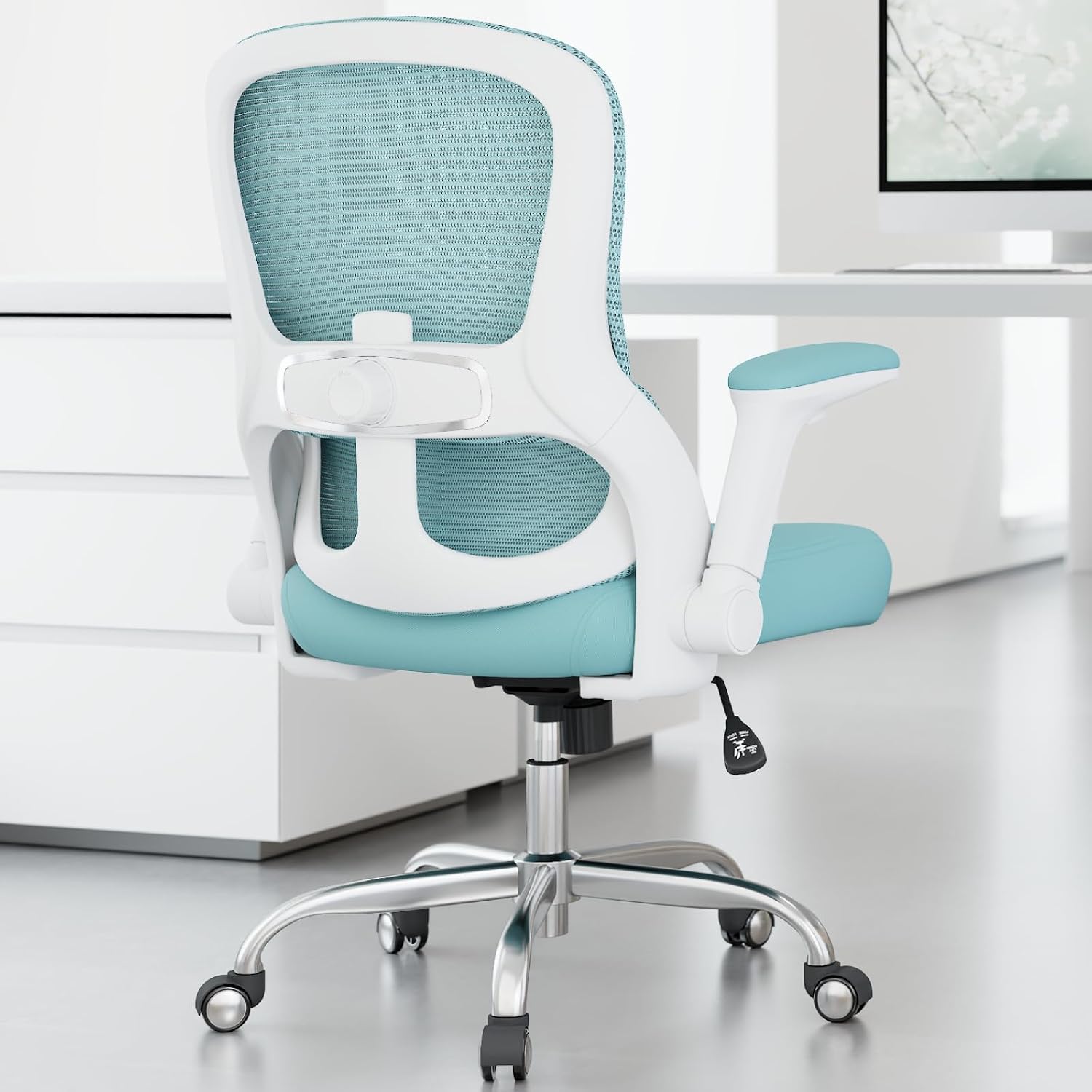 Office Chair - Ergonomic Desk Chair with Adjustable Lumbar Support, Mesh Computer Chair, Executive Office Chairs for Adults, Wide Seat Office Chair Back Support for Tall Men (Blue)