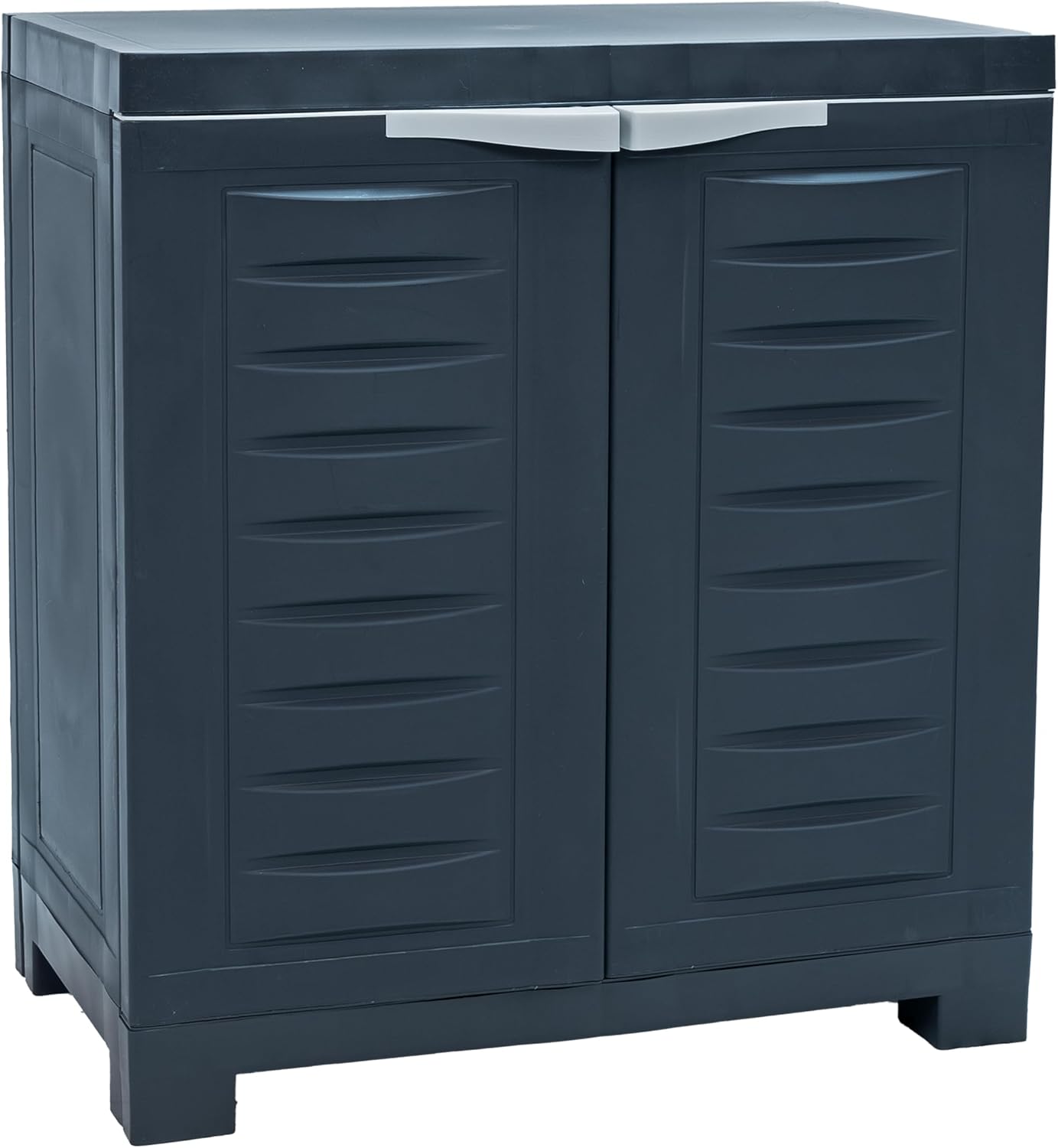 Sunnydaze 25.5' H Resin Garage Storage Cabinet - Garage Cabinet with Adjustable Shelf - Freestanding Utility Storage for Laundry Room, Office, Basement - Charcoal