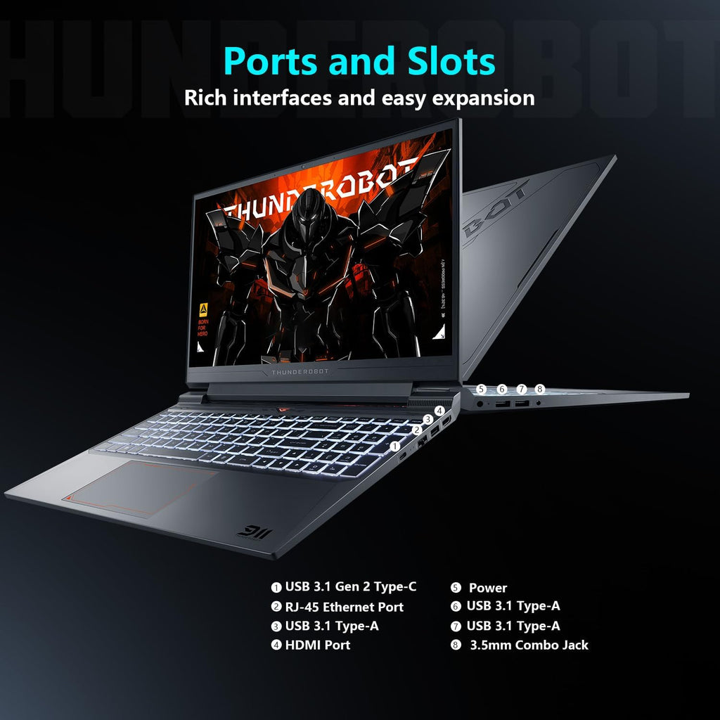 Thunderobot Storm 15 4050 Gaming Laptop, Intel Core i7-13620H, GeForce RTX 4050, 15.6' FHD 165Hz Display, 16GB RAM, 1TB SSD, Backlit Keyboard, HDMI, Wi-Fi, Win 11 Home, Black