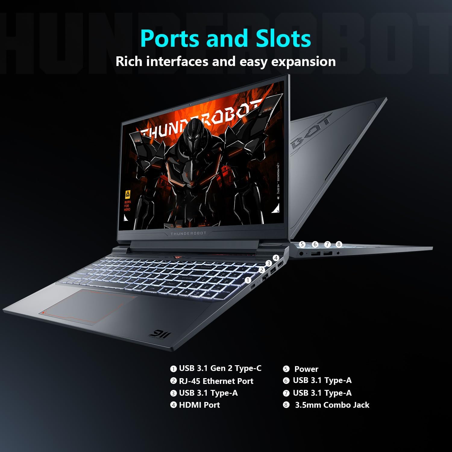 Thunderobot Storm 15 4050 Gaming Laptop, Intel Core i7-13620H, GeForce RTX 4050, 15.6' FHD 165Hz Display, 32GB RAM, 1TB SSD, Backlit Keyboard, HDMI, Wi-Fi, Win 11 Home, Black