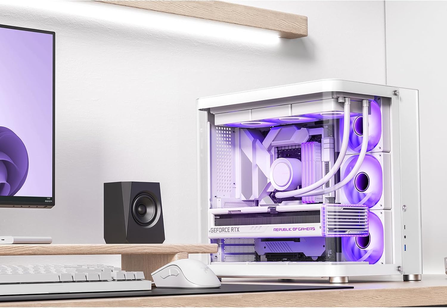 JONSBO TK-2 White ATX Mid-Tower Pc Case,Hyperboloid Glass Design, Separated Cabinet Structure, Al Alloy Shell Desktop Computer Case, Support BTF Motherboard/ATX Power supply/360 AIO,White