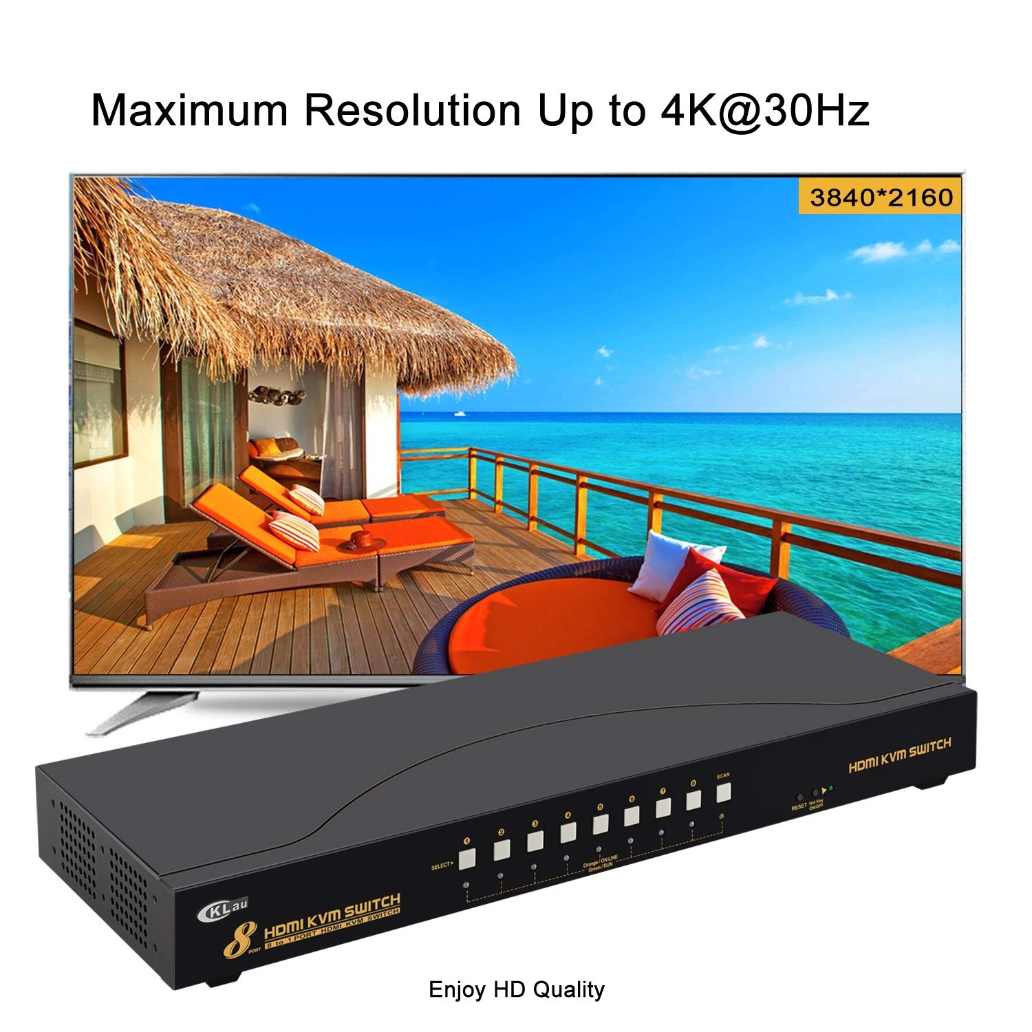 4Kx2K HDMI KVM Switch 16 Port with Cables, Rack Mount KVM Switch Support HDCP, EDID for Windows, Linux, Mac, Debian, Ubuntu, Fedora, Raspberry Pi and Ubuntu