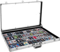 Large Cards Trade Show Display Case, Portable Aluminum Trading and Graded Card Display Frame with Locks, Table Top Aluminum Holder with Clear Acrylic Showcase for Jewelry Craft Collector Shows
