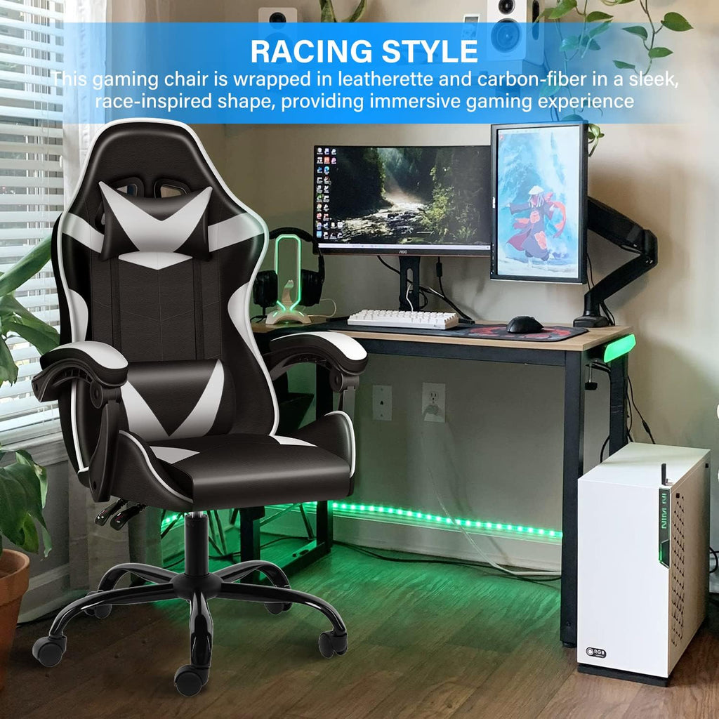 YSSOA Gaming Chair, Big and Tall Gamer Chair, Racing Style Adjustable Swivel Office Chair, Ergonomic Video Game Chairs with Headrest and Lumbar Support