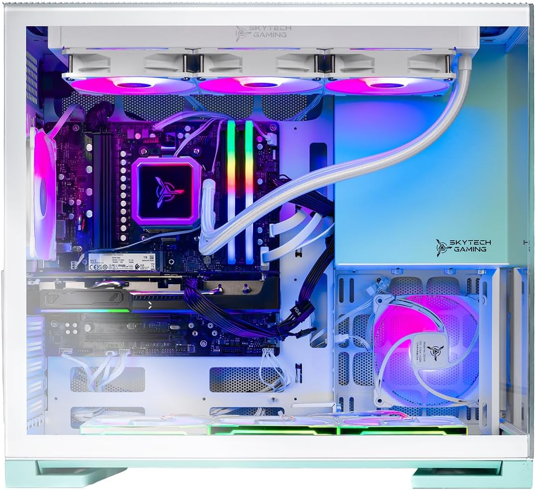 Skytech Gaming Aqua Desktop PC, Intel Ultra 9 285K 3.7 GHz(5.7 GHz), NVIDIA RTX 5080 16GB, Z890 Board, 2TB Gen4 NVMe SSD, 64GB DDR5 RAM 6000 RGB, 850W Gold ATX 3 PSU, 360mm ARGB AIO, Wi-Fi, Win 11