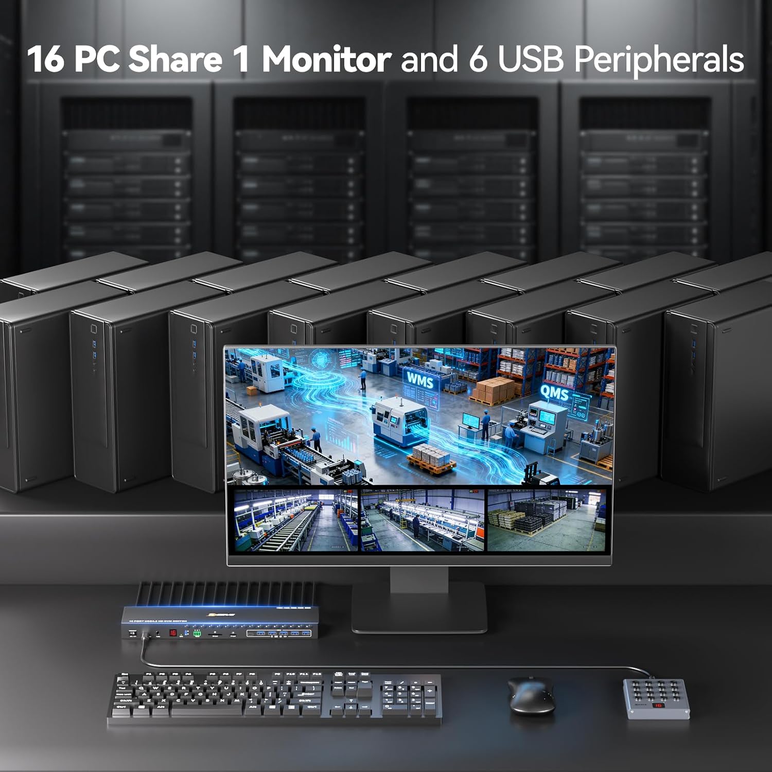 8 Port DisplayPort KVM Switch 4K@60Hz EDID Simulation, USB 3.0 DP KVM Switch for 8 Computers Share 1 Monitor and 4 USB Devices, Audio RS232,Wired Remote, 12V Power Supply & 8 USB Cables Included
