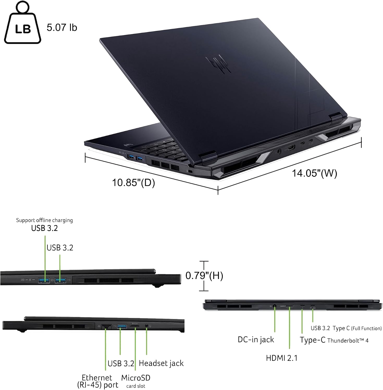 acer Predator Helios Neo 16S AI Gaming Laptop 16' 2560x1600 OLED 240Hz (100% DCI-P3) Intel 24-core Ultra 9 275HX 32GB RAM 1TB SSD GeForce RTX 5070 Ti DLSS4 (Up to 992 AI Tops) Win11 ICP Hub