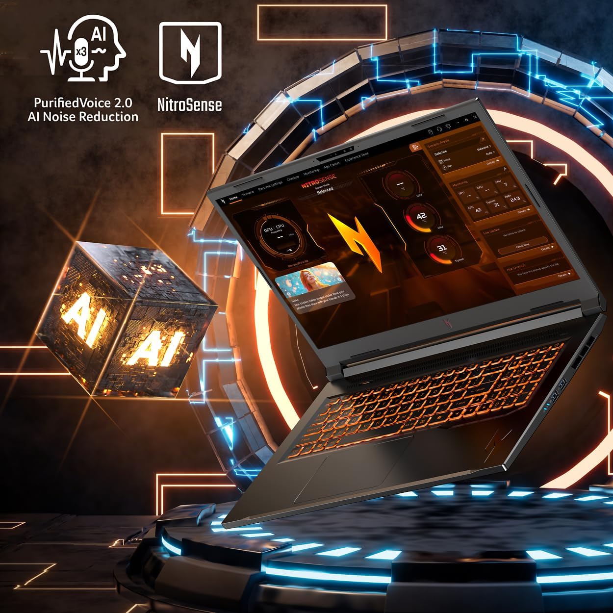Acer Nitro V 17 AI Gaming Laptop | AMD Ryzen 7 260 Processor | NVIDIA GeForce RTX 5070 Laptop GPU (798 AI Tops) | 17.3' FHD IPS 144Hz Display | 32GB DDR5 | 1TB Gen 4 SSD | Wi-Fi 6E | ANV17-41-R75F