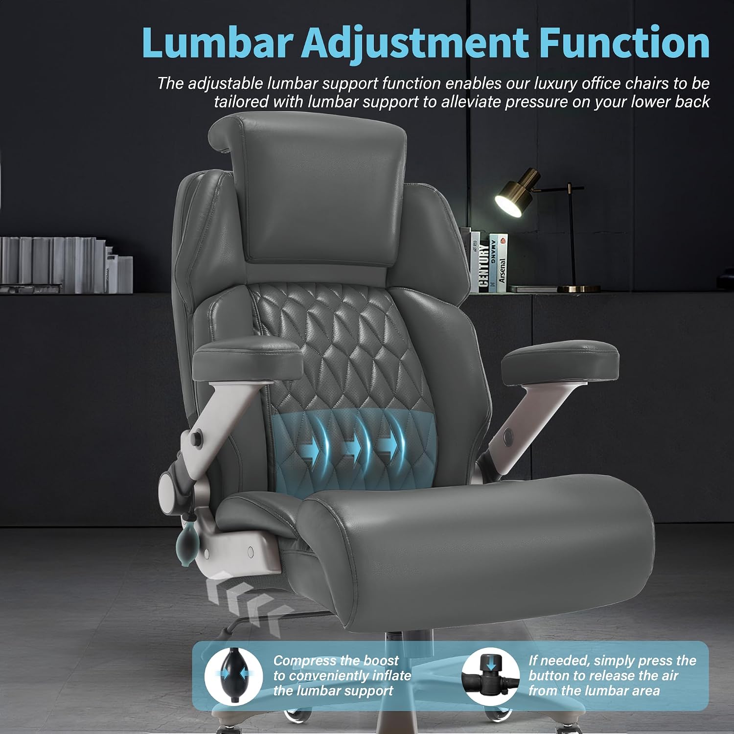 Big and Tall Office Chair 700lbs - Adjustable Headrest&Lumbar Support, 3D Flip Arms, Large Wheels &Heavy Duty Metal Base, Ergonomic High Back Computer Chair Desk Chair, Thick Padded Extra Wide Seat
