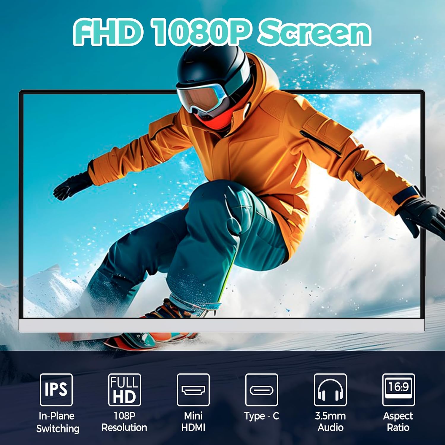 Laptop Screen Extender,1080P FHD Portable Monitor with 360°Rotation Detachable Screen Triple Monitor Extender Plug & Play Fits Laptops (Mac/Win/Android) (15.6'' Triple Screen)