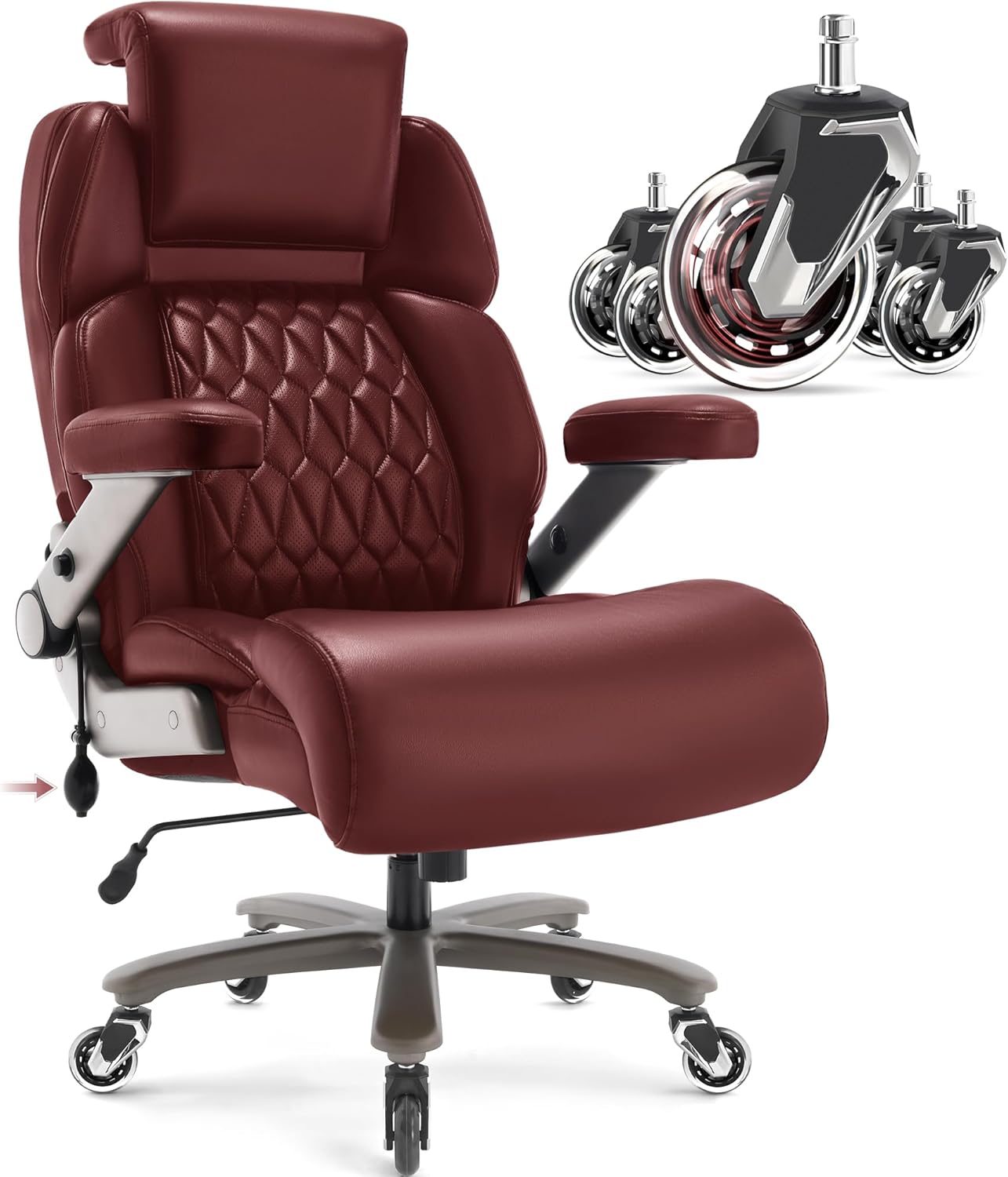 Big and Tall Office Chair 700lbs - Adjustable Headrest&Lumbar Support, 3D Flip Arms, Large Wheels &Heavy Duty Metal Base, Ergonomic High Back Computer Chair Desk Chair, Thick Padded Extra Wide Seat