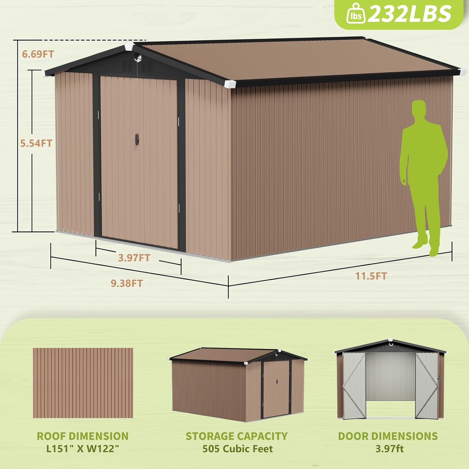 Metal Storage Shed 10x12,Outdoor Storage Building,Large Backyard Sheds,Waterproof Outside Storage Shed with Lockable Door