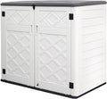 Mrosaa Resin Outdoor Storage Shed, 38 cu.ft Outdoor Storage Box Waterproof for Garden Tools, Patio Furniture, Trash Cans, Garage Storage, Customized Shelves & Lockable (Off White)