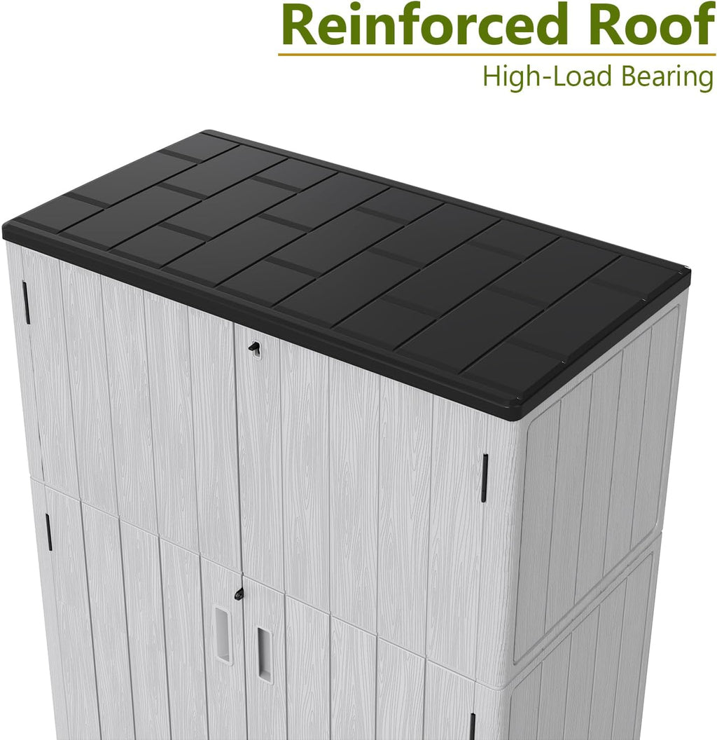 ZZM 57 Cu.ft Outdoor Storage Cabinet with One Tool Kit, Horizontal Storage Shed for Garage, Bike, Garbage Cans, Garden Accessories