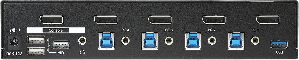StarTech.com 4 Port DisplayPort KVM Switch - DP KVM Switch with Audio and Built-in USB 3.0 Hub for Peripherals - 4K 30Hz, TAA (SV431DPU3A2)