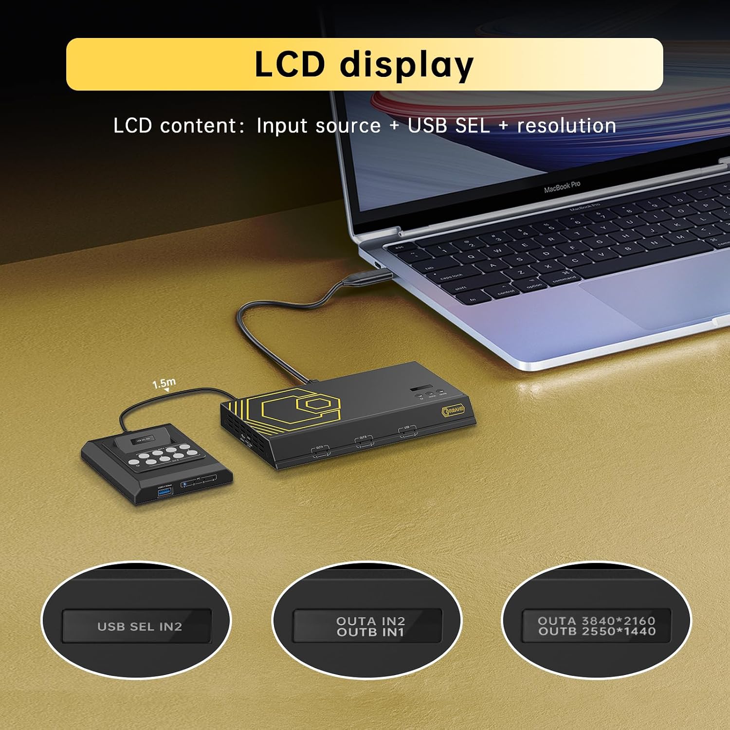 4K@60Hz HDMI KVM Switch USB 3.0 2 Monitors 2 Computers EDID Emulators,Dual Monitor KVM Switch for 2PC Share 2 Displays and 4 USB 3.0 Ports SPDIF L/R Audio,Copy/Extended Mode,2USB Cable and Controller.
