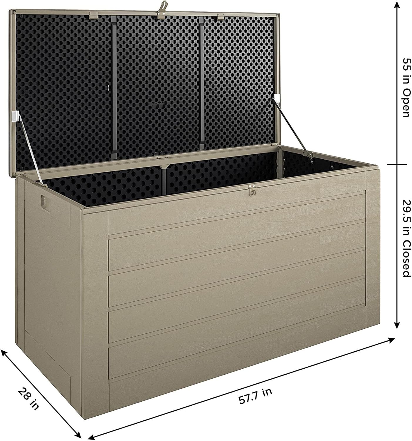 Cosco Outdoor Living 180 Gallon Patio Storage Box, Extra Large, Lockable Lid, Weather-Resistant, Tan/Brown