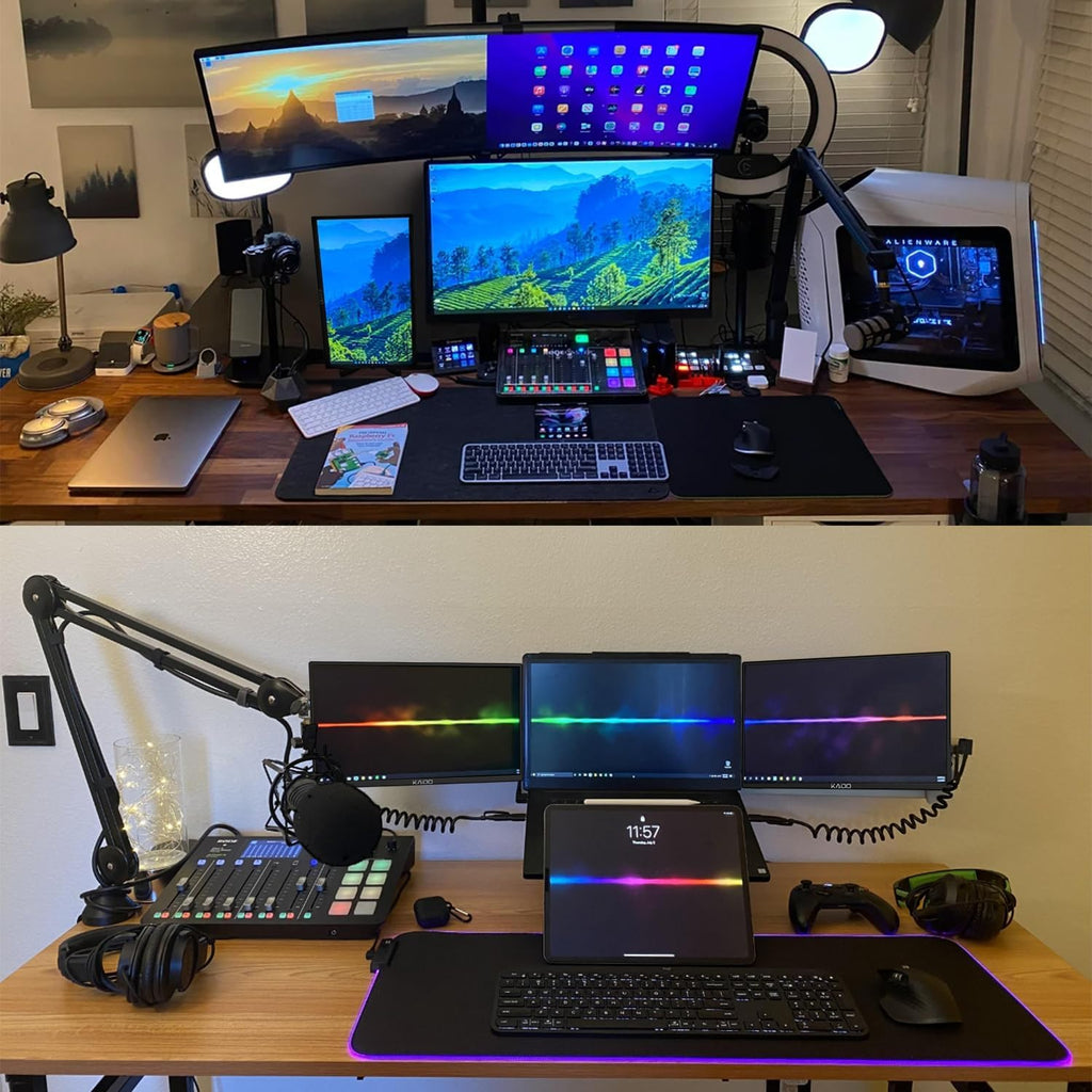 Kado Dual Portable Monitor Setup - 2-Pack 15.6'' FHD 1080p, Ultra-Slim Laptop Monitor 1920x1080 with Built-in Speakers, IPS Display 180° Kickstand Stacked Desktop Setup Office Gaming Daytrading