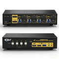 CKL KVM Switch DisplayPort 1.4 8K@30Hz 5K@60Hz 4K@144Hz(4 Computers 2 Monitors)