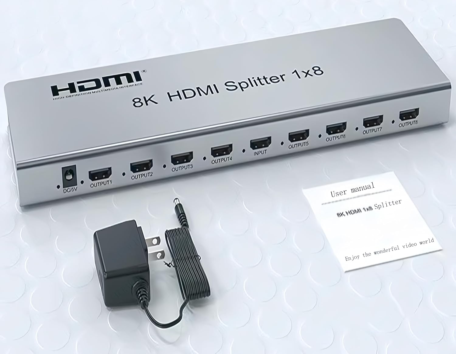 SGRAPID HDMI Splitter 1×8 8K HDMI2.1 Splitter 1 in 8 Out Distributor Affordable Multi-Monitor 8K@60Hz Full Ultra-HD with EDID RS232 Supports HDR HDPC2.2 3D Imaging 48Gbps Cascade DLP LCD HDTV DVD etc