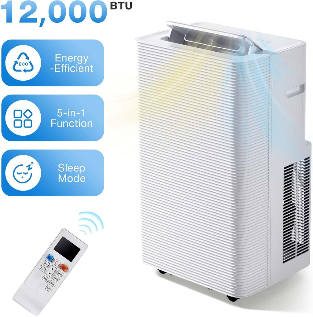 Aoxun 12040 BTU Portable Air Conditioners with Heater, 5-IN-1 AC Unit, Fast Cooling Heating, Dehumidifier, Fan & 24H Timer Quiet Sleep, Remote Control, Window Kits, for Home/Office/Dorm