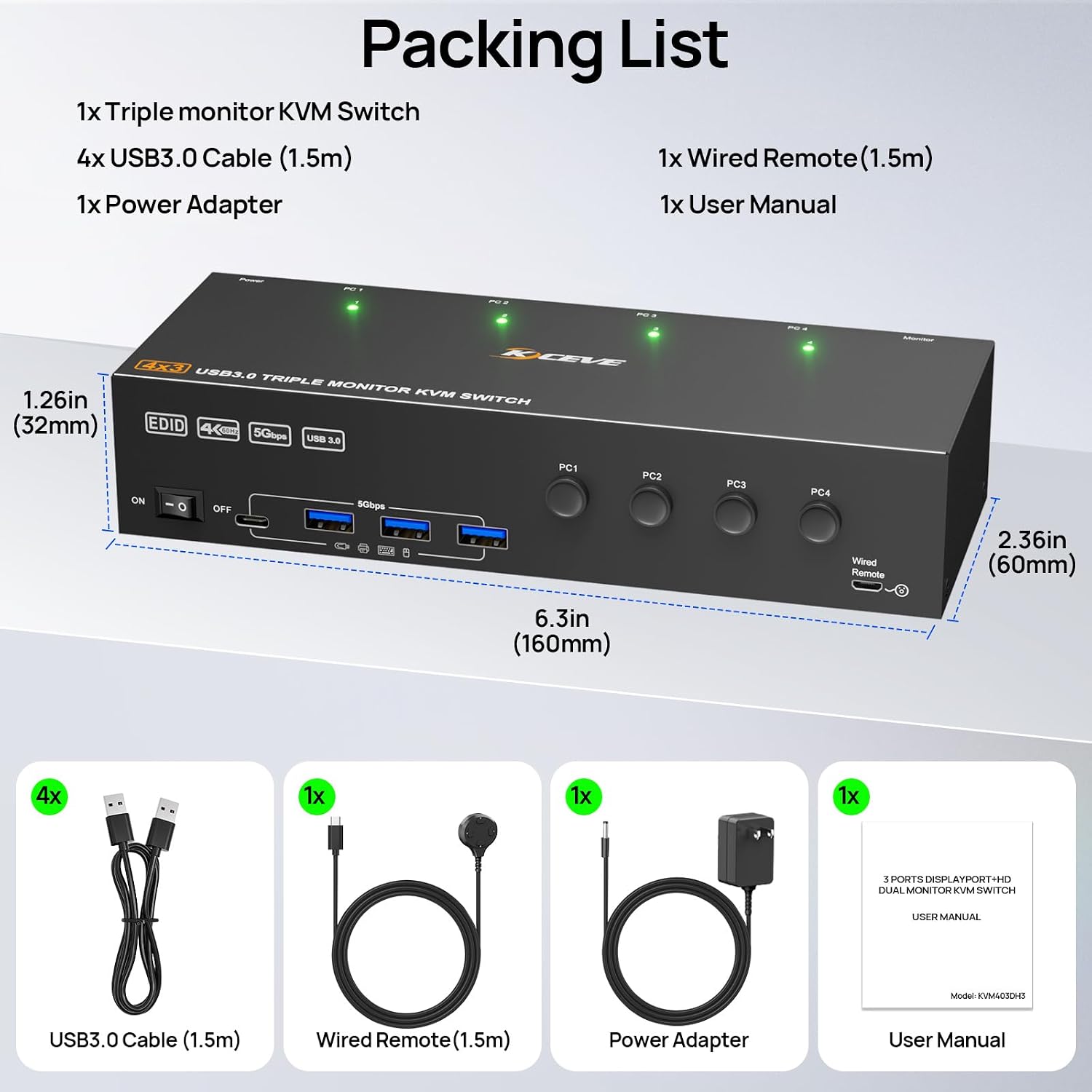 Thunderbolt 4 KVM Switch 3 Monitors 2 Laptops 4K@60Hz, Displaylink USB C Docking Station 3 Monitor KVM for Windows Mac M1 M2 M3 M4, Extended Triple Displays,PD 100W,USB 3.0,USB 3.2,SD/TF,1G Ethernet