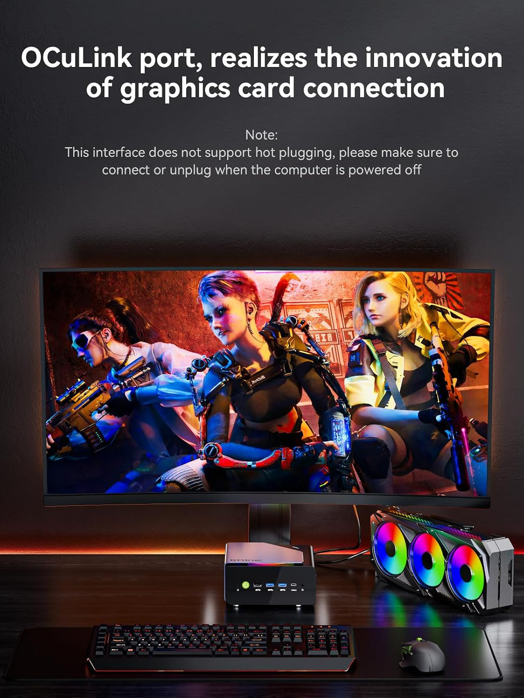 GMKtec Gaming Mini PC AMD Ryzen 7 H 255 (Upgraded 8745HS) 32GB DDR5 1TB SSD, Desktop Computer 3XM.2 2280 Expansion, Oculink, Dual NIC 2.5G, HDMI 2.1, USB4 K12