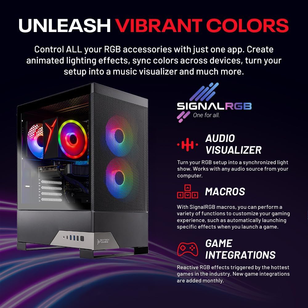 Skytech Gaming Nebula 2 Gaming PC, AMD Ryzen 5 5500 3.6GHz, NVIDIA RTX 3050 6GB, 1TB NVMe SSD, 16GB DDR4 RAM 3200, 650W Gold PSU, Wi-Fi, Win 11, Gaming Desktop