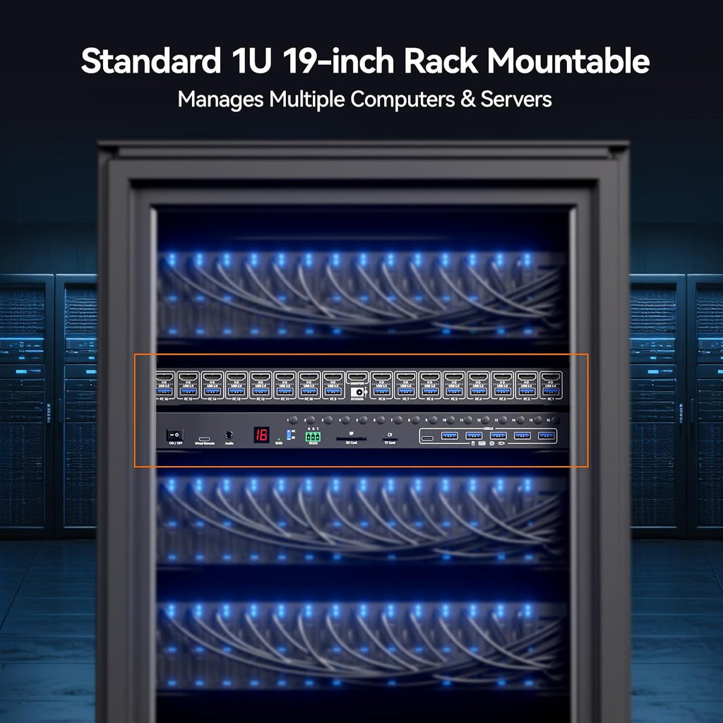 8 Port DisplayPort KVM Switch 4K@60Hz EDID Simulation, USB 3.0 DP KVM Switch for 8 Computers Share 1 Monitor and 4 USB Devices, Audio RS232,Wired Remote, 12V Power Supply & 8 USB Cables Included