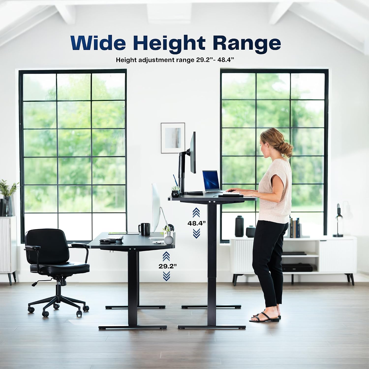 VIVO Electric 71 x 30 in Standing Desk with Full-Size RGB Mouse Pad, Memory Height Adjustment, 1B Series, Holds 220 lbs, Black Top Black Frame, DESK-KIT-1B7BP