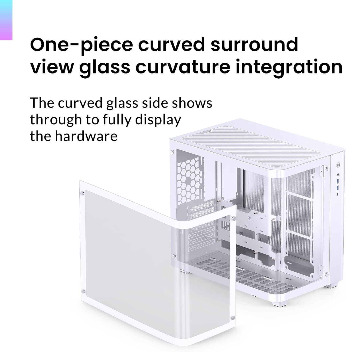 JONSBO TK-3 White One-Piece Curved Glass ATX Mid Tower Pc Case, One-Piece Curved Glass, Support BTF MB/Dual 360 AIO/ATX PSU/40Series GPU, with 10 Fan Positions, 270 Degree Side View Display,White